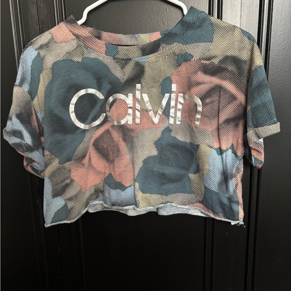 Calvin Klein Women's Crop Top - Blue and Pink Floral